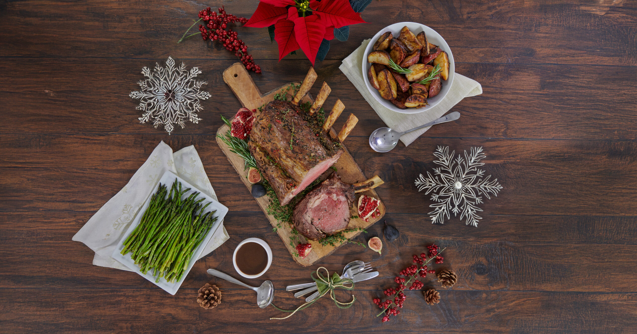 Holiday Prime Rib dinner table