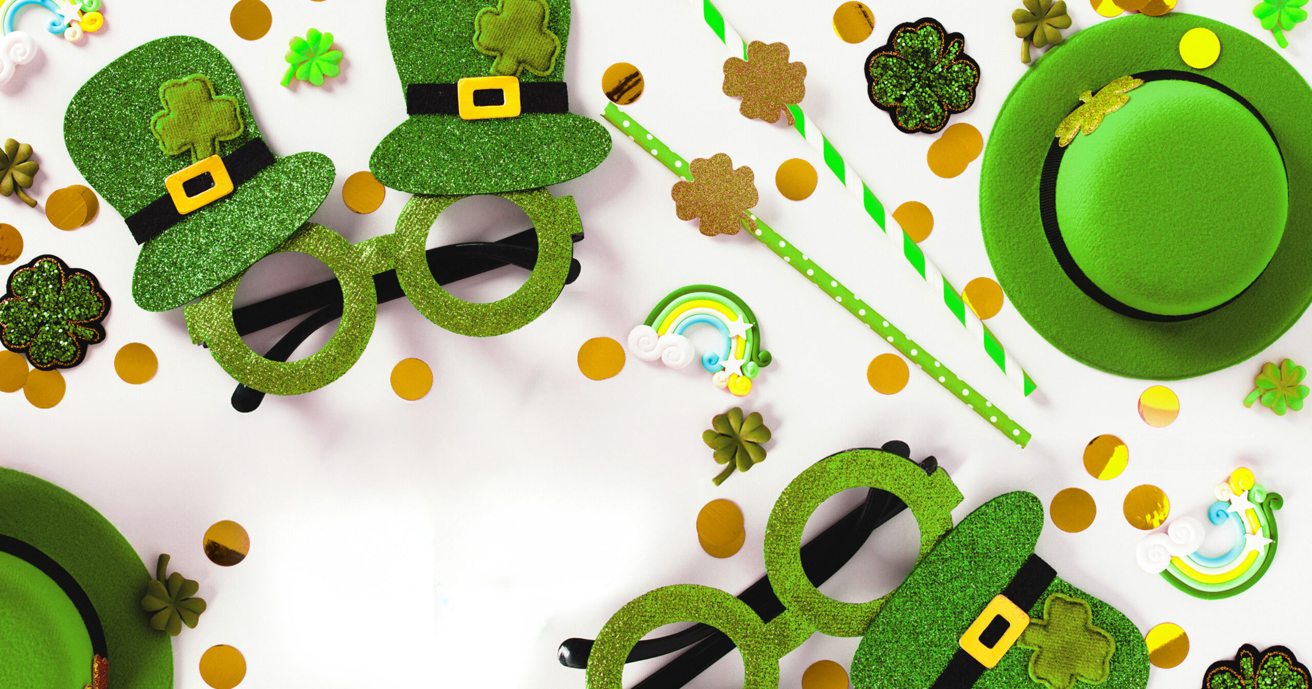 St. Patrick's Day decor and fun party favors and hats